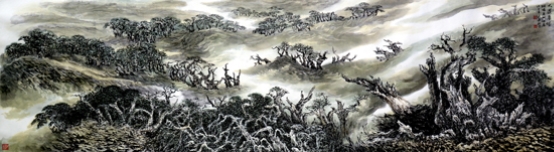 大漠长城100x360cm